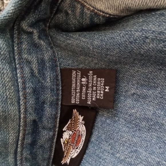 Harley-Davidson Blue Embroidered Button-Down Shirt Denium Costal Womens M - Picture 5 of 11